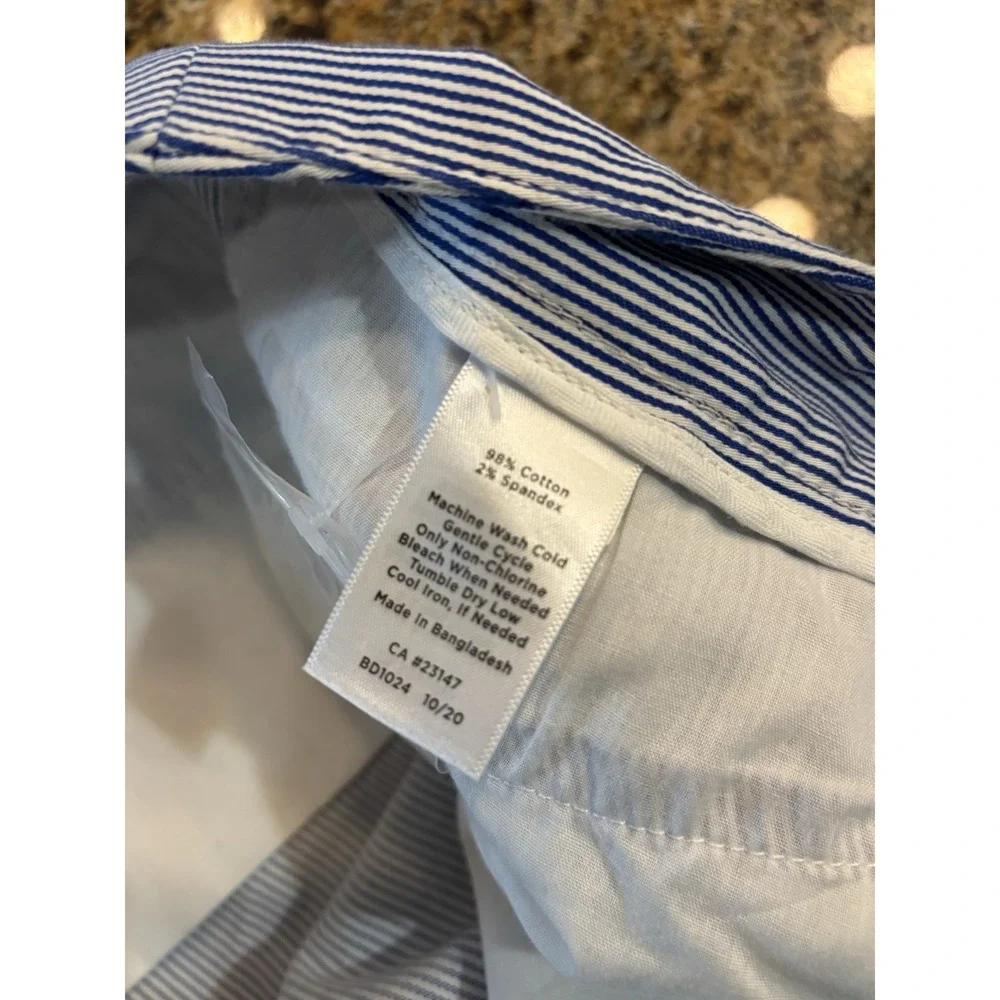 NWT Talbots Womens‎ 16 Chino Pants Straight Leg Crop Blue Striped Stretch Career